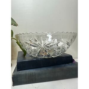 Vintage MCM Anchor Hocking Star of David Prescut Glass Bowl Makeup Bowl